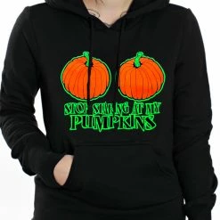 Bewild Halloween Shirt - Stop Staring At My Pumpkins Adult Hoodie