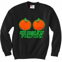 Bewild Stop Staring At My Pumpkins Crewneck Sweatshirt Halloween Prints