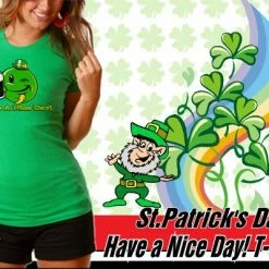 Bewild St. Patrick's Day Tees - Have A Nice Day Irish Smiley Girls T-Shirt Women's T-Shirts
