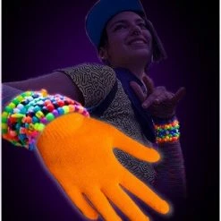 Bewild Neon & Black Light Accessories Super Glow Reactive Rave Gloves (Glows Under Black Light)