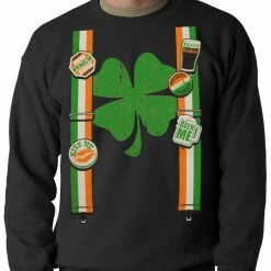Bewild Suspenders With Shamrock Irish Costume Crewneck 8 Bewild Suspenders With Shamrock Irish Costume Crewneck