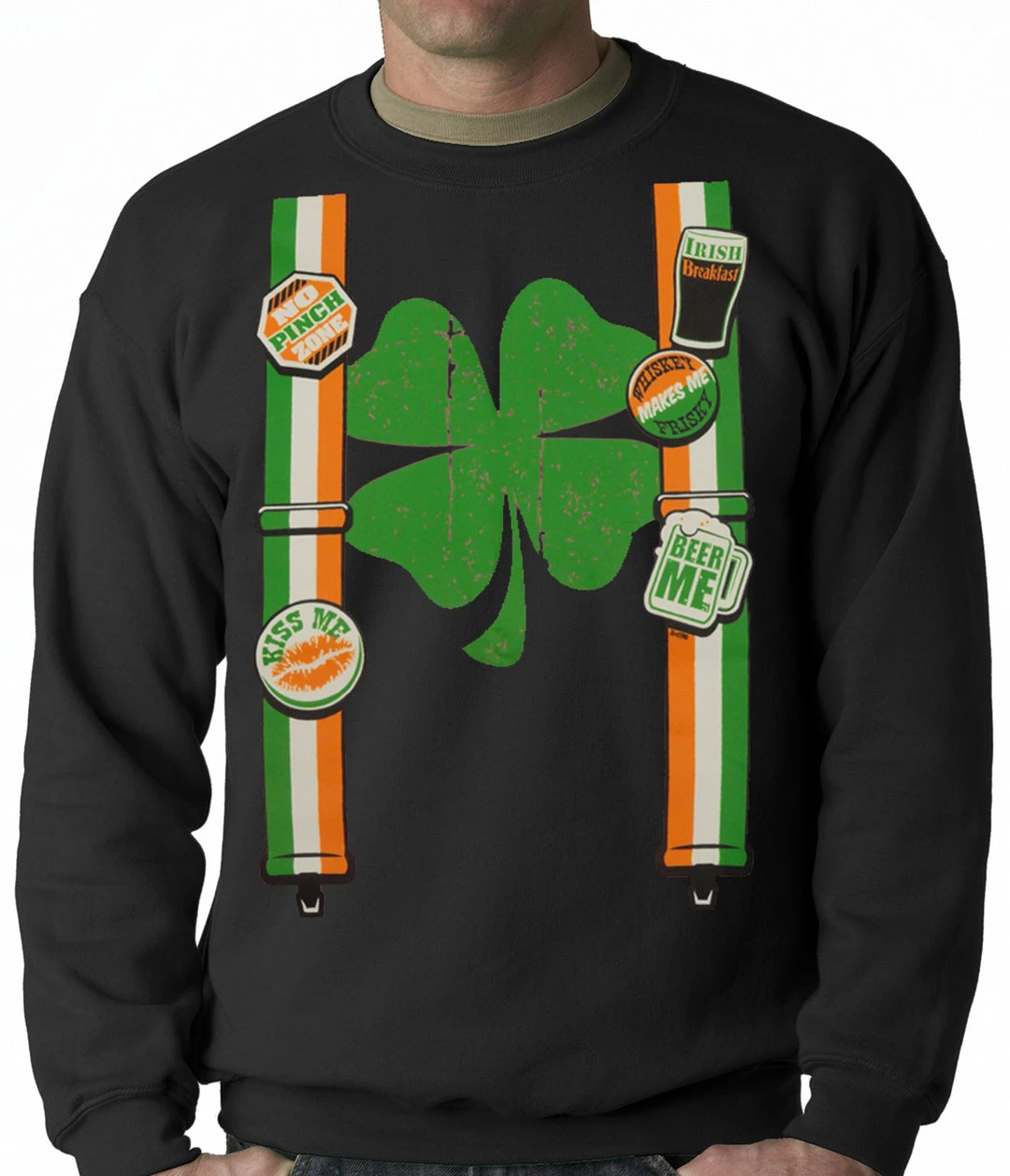 Bewild Suspenders With Shamrock Irish Costume Crewneck 5 Bewild Suspenders With Shamrock Irish Costume Crewneck