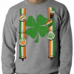 Bewild Suspenders With Shamrock Irish Costume Crewneck 9 Bewild Suspenders With Shamrock Irish Costume Crewneck