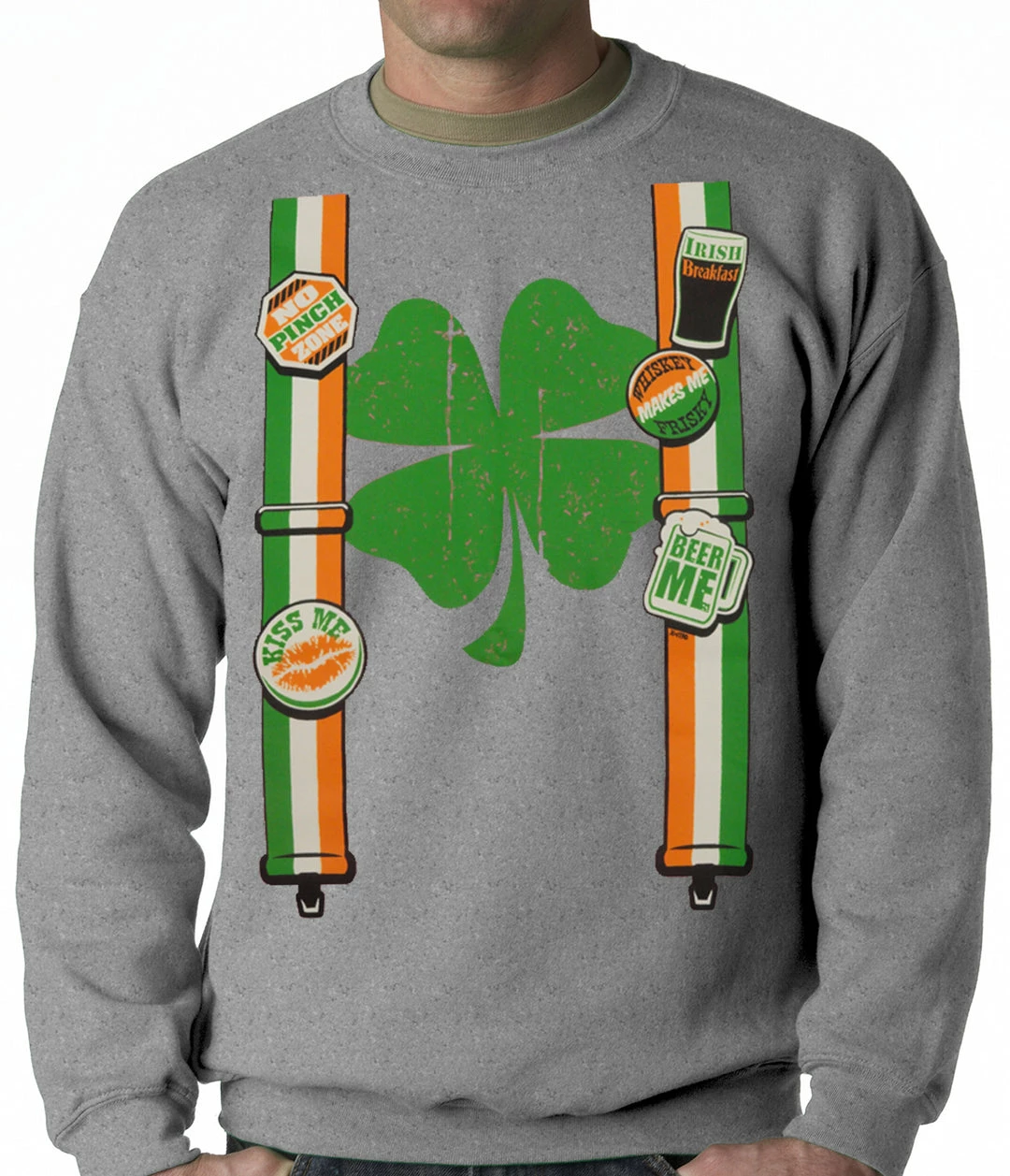 Bewild Suspenders With Shamrock Irish Costume Crewneck 6 Bewild Suspenders With Shamrock Irish Costume Crewneck