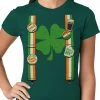 Bewild Women's T-Shirts Suspenders With Shamrock Irish Costume Girls T-shirt