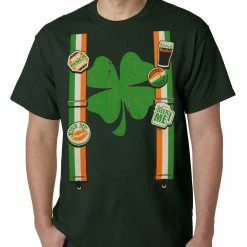 Bewild Men's T-Shirts Suspenders With Shamrock Irish Costume Mens T-shirt
