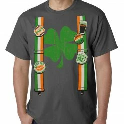 Bewild Men's T-Shirts Suspenders With Shamrock Irish Costume Mens T-shirt