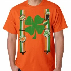 Bewild Men's T-Shirts Suspenders With Shamrock Irish Costume Mens T-shirt