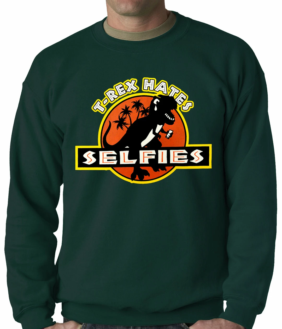Bewild T-Rex Hates Selfies Funny Adult Crewneck 5 Bewild T-Rex Hates Selfies Funny Adult Crewneck