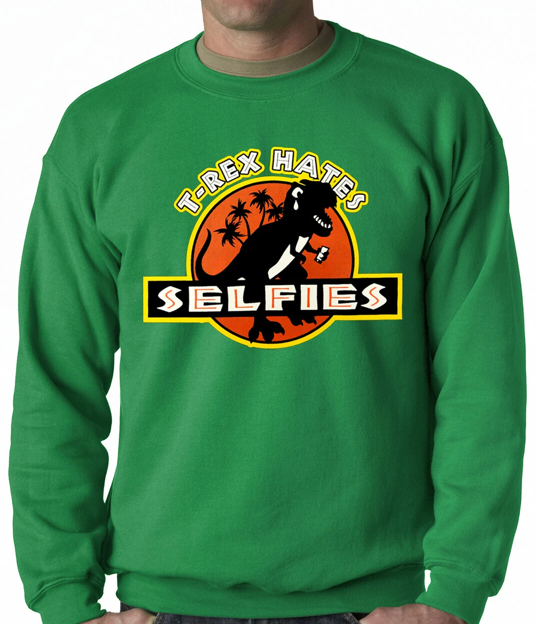 Bewild T-Rex Hates Selfies Funny Adult Crewneck 7 Bewild T-Rex Hates Selfies Funny Adult Crewneck