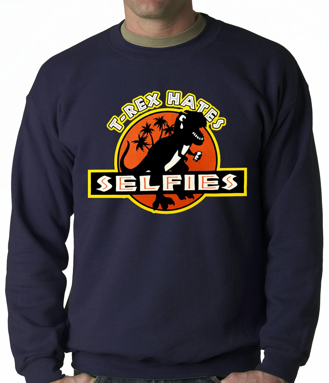 Bewild T-Rex Hates Selfies Funny Adult Crewneck 8 Bewild T-Rex Hates Selfies Funny Adult Crewneck