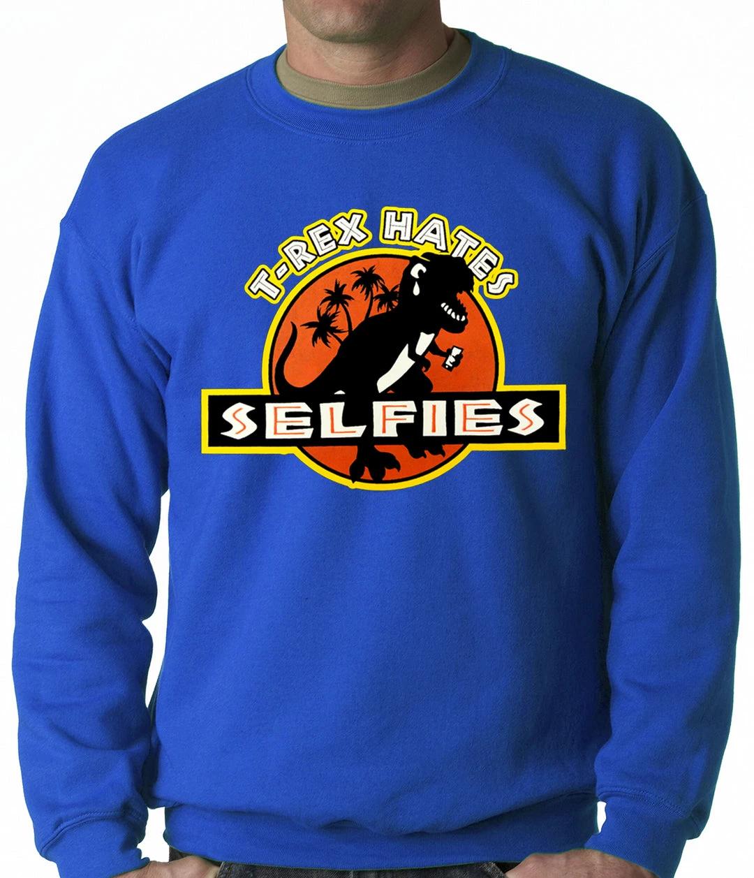 Bewild T-Rex Hates Selfies Funny Adult Crewneck 10 Bewild T-Rex Hates Selfies Funny Adult Crewneck