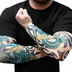 Bewild Illusion Tattoos Tattoo Sleeves - Tiger Vs. Dragon Temporary Tattoo Sleeves (Pair)
