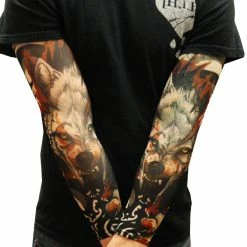 Bewild Illusion Tattoos Tattoo Sleeves - Vicious Wolf Fake Tattoo Sleeves (Pair)