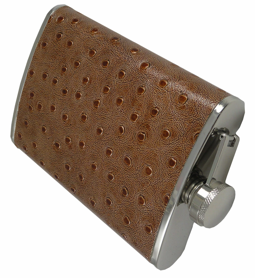 Bewild Textured 8oz Brown Leather Flask 7 Bewild Textured 8oz Brown Leather Flask