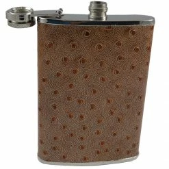 Bewild Textured 8oz Brown Leather Flask
