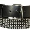 Bewild Belts Three Row Studded Iron Cross Leather Belt