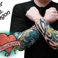 Bewild Illusion Tattoos Tattoo Sleeves - Tiger Vs. Dragon Temporary Tattoo Sleeves (Pair)