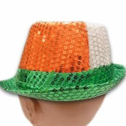 Bewild Buckets & Fedoras Tri-Color Fedora Hat - Irish Sequin Party Hat