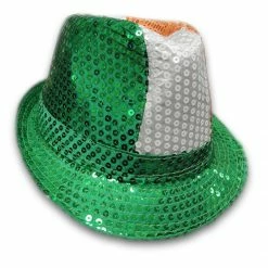 Bewild Buckets & Fedoras Tri-Color Fedora Hat - Irish Sequin Party Hat