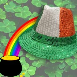 Bewild Buckets & Fedoras Tri-Color Fedora Hat - Irish Sequin Party Hat