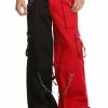 Tripp Darkstreet NYC - Red & Black Two Tone Split Leg Pants With Zip Off Legs To Shorts 2 Tripp Darkstreet NYC - Red & Black Two Tone Split Leg Pants With Zip Off Legs To Shorts