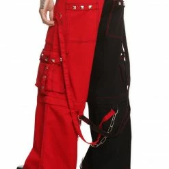 Tripp Darkstreet NYC - Red & Black Two Tone Split Leg Pants With Zip Off Legs To Shorts