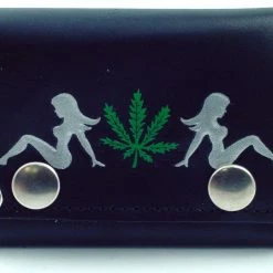 Bewild Trucker Babe Pot Leaf Genuine Leather Chain Wallet Wallets & Chains