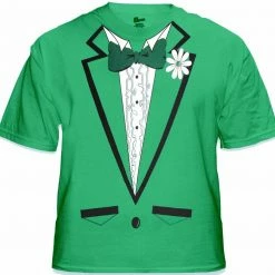 Bewild Men's T-Shirts Tuxedo Shirt - Men's Irish Green Tuxedo T-Shirt With Ruffles
