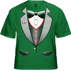 Bewild Tuxedo Shirts - 4 Leaf Clover Lapel Men's Tuxedo T-Shirt Men's T-Shirts