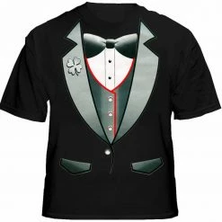 Bewild Tuxedo Shirts - 4 Leaf Clover Lapel Men's Tuxedo T-Shirt Men's T-Shirts