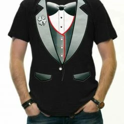 Bewild Tuxedo Shirts - 4 Leaf Clover Lapel Men's Tuxedo T-Shirt Men's T-Shirts