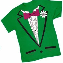 Bewild Tuxedo T-Shirts - Mens Irish Green Ruffled Tuxedo T-Shirt