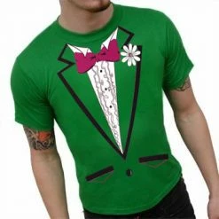 Bewild Tuxedo T-Shirts - Mens Irish Green Ruffled Tuxedo T-Shirt