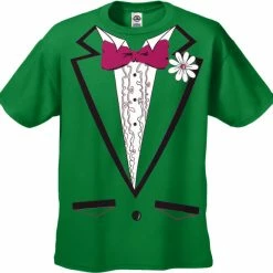 Bewild Tuxedo T-Shirts - Mens Irish Green Ruffled Tuxedo T-Shirt