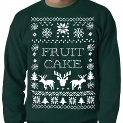 Bewild Holiday Prints Ugly Christmas Sweater Fruit Cake Adult Crewneck