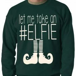 Bewild Holiday Prints Ugly Christmas Sweater - Let Me Take An #ELFIE Ugly Christmas Adult Crewneck
