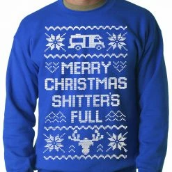 Bewild Ugly Christmas Sweater - Merry Christmas Shitters Full Ugly Adult Crewneck