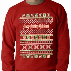 Bewild Holiday Prints Ugly Christmas Sweater - Merry F*cking Christmas Adult Crewneck