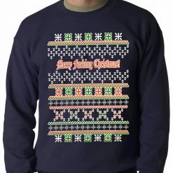 Bewild Holiday Prints Ugly Christmas Sweater - Merry F*cking Christmas Adult Crewneck