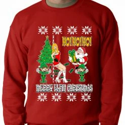 Bewild Santa And The Stripper Crewneck Sweatshirt Holiday Prints