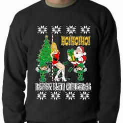 Bewild Santa And The Stripper Crewneck Sweatshirt Holiday Prints