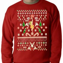 Bewild Holiday Prints Ugly Christmas Sweater - Sexy Stripper On A Pole Adult Crewneck