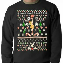 Bewild Holiday Prints Ugly Christmas Sweater - Sexy Stripper On A Pole Adult Crewneck