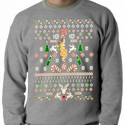Bewild Holiday Prints Ugly Christmas Sweater - Sexy Stripper On A Pole Adult Crewneck