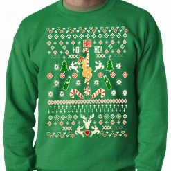 Bewild Holiday Prints Ugly Christmas Sweater - Sexy Stripper On A Pole Adult Crewneck