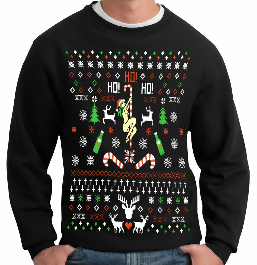 Bewild Ugly Christmas Sweater - Sexy Girl Stripper Pole Adult Crewneck 3 Bewild Ugly Christmas Sweater - Sexy Girl Stripper Pole Adult Crewneck