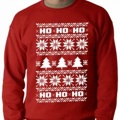 Bewild Holiday Prints Ugly Christmas Sweater - Snowflake HO HO HO Adult Crewneck