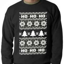 Bewild Holiday Prints Ugly Christmas Sweater - Snowflake HO HO HO Adult Crewneck