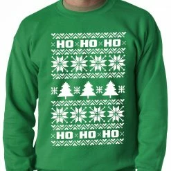 Bewild Holiday Prints Ugly Christmas Sweater - Snowflake HO HO HO Adult Crewneck